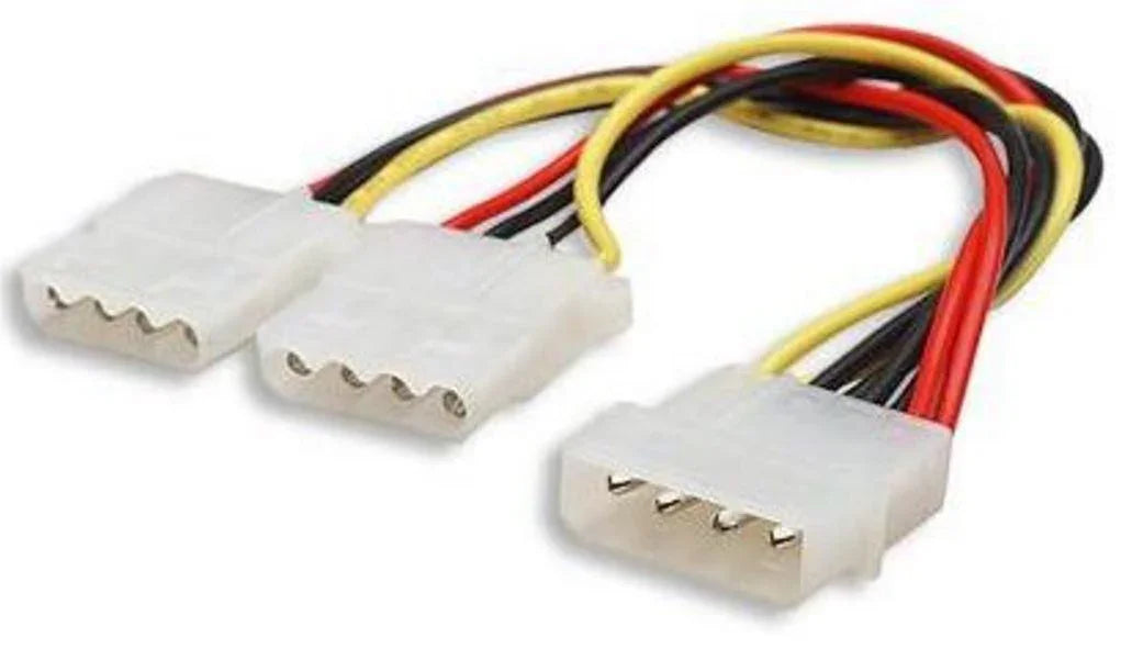 8WARE Internal Power Molex Cable 20cm - 5.25' 4 pins Male to 2x 5.25' 4 pins Female 18AWG RoHS