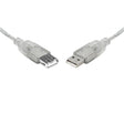 8WARE USB 2.0 Extension Cable 0.25m 25cm A to A Male to Female Transparent Metal Sheath Cable