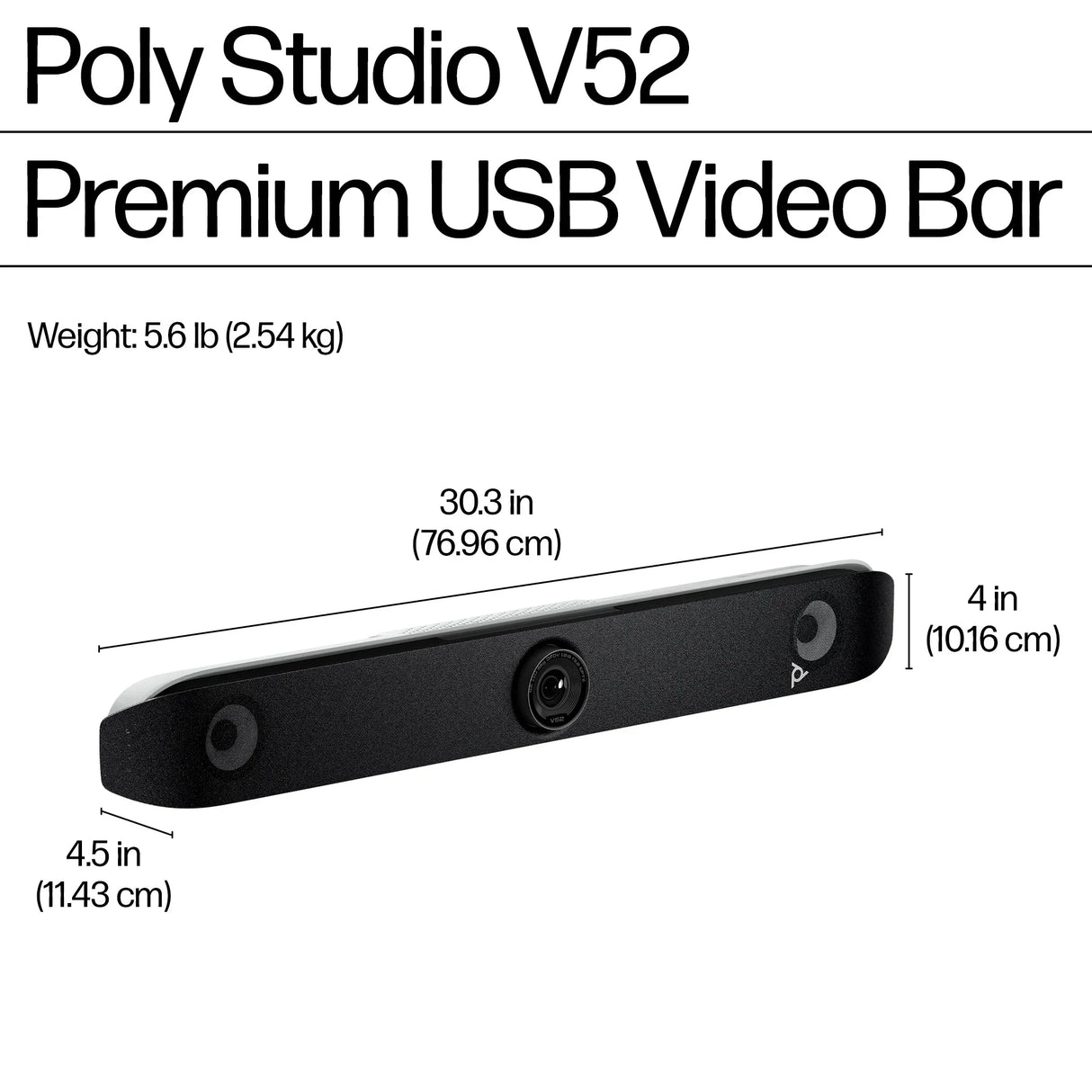 POLY Studio V52 – Full HD (1080p) / AI-powered Features – UC Video Bar