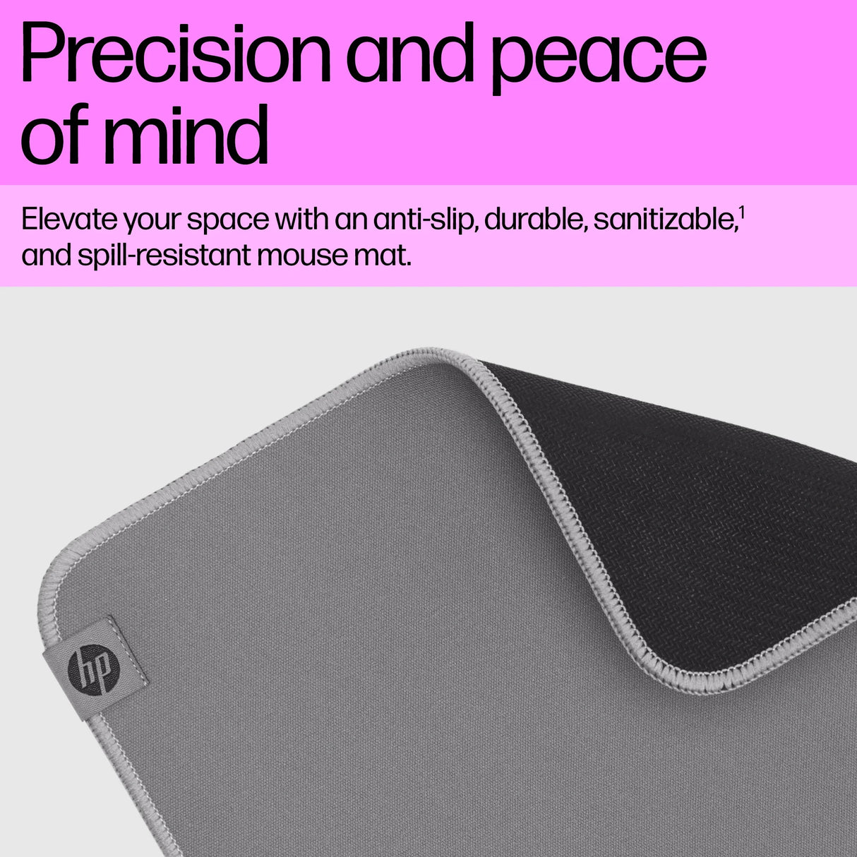 HP 100 Sanitizable Mouse Pad – Medium / Cloth / Rubber Base – Office Mouse Pad
