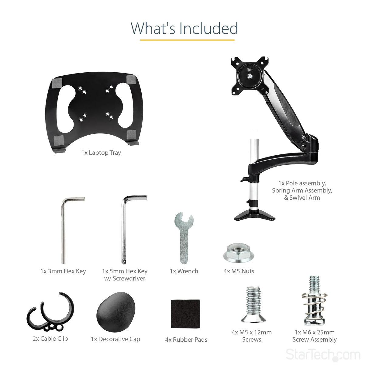 STARTECH Desk Mount Laptop Arm - Full Motion Articulating Arm for Laptop or Single 34" Monitor - VESA Mount Laptop Tray Bracket - Ergonomic Adjustable Notebook Stand - Desk-Clamp (ARMUNONB1) (ARMUNONB1)