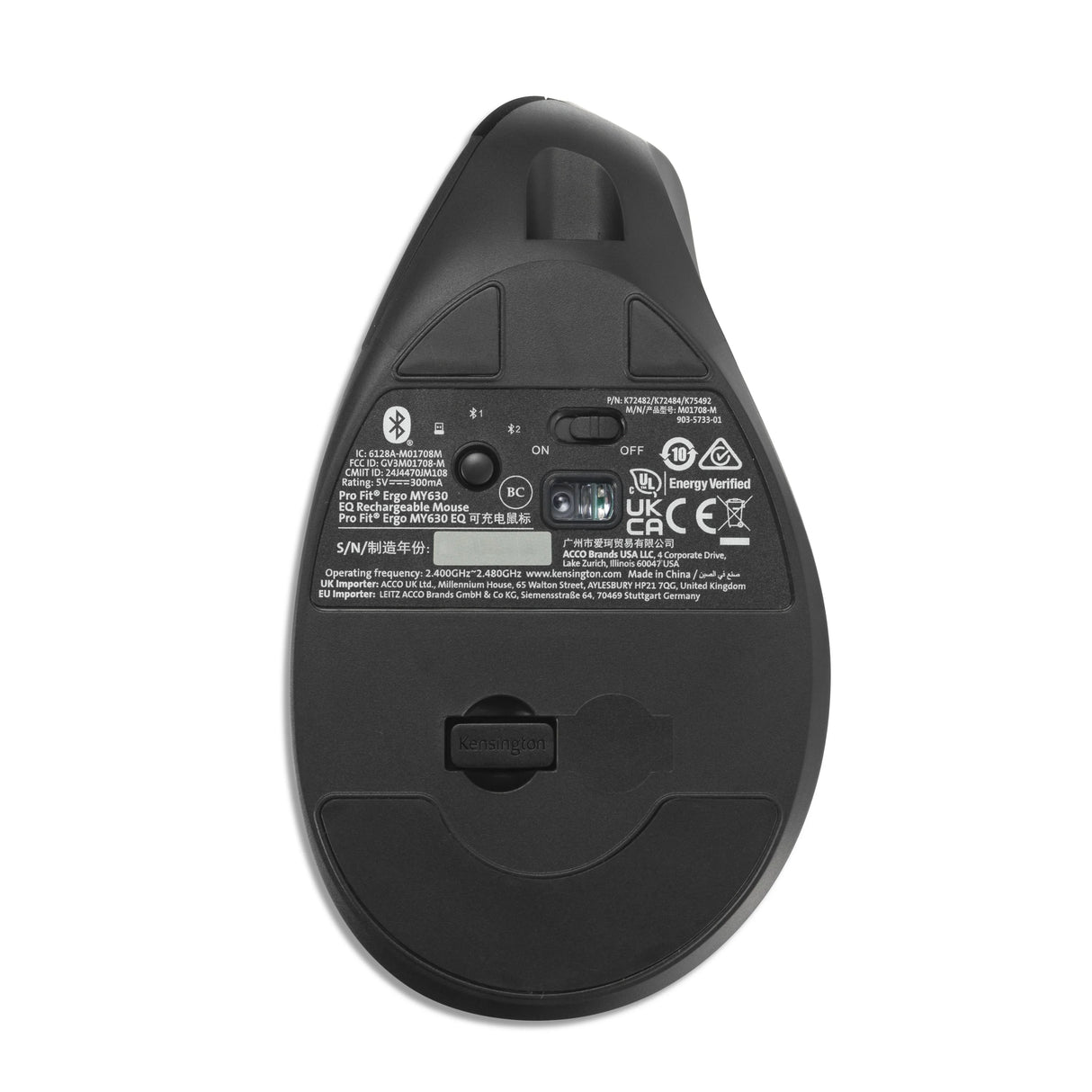 KENSINGTON MY630 EQ – Wireless (Bluetooth + 2.4GHz) / 2400 DPI / Vertical – Ergonomic Mouse