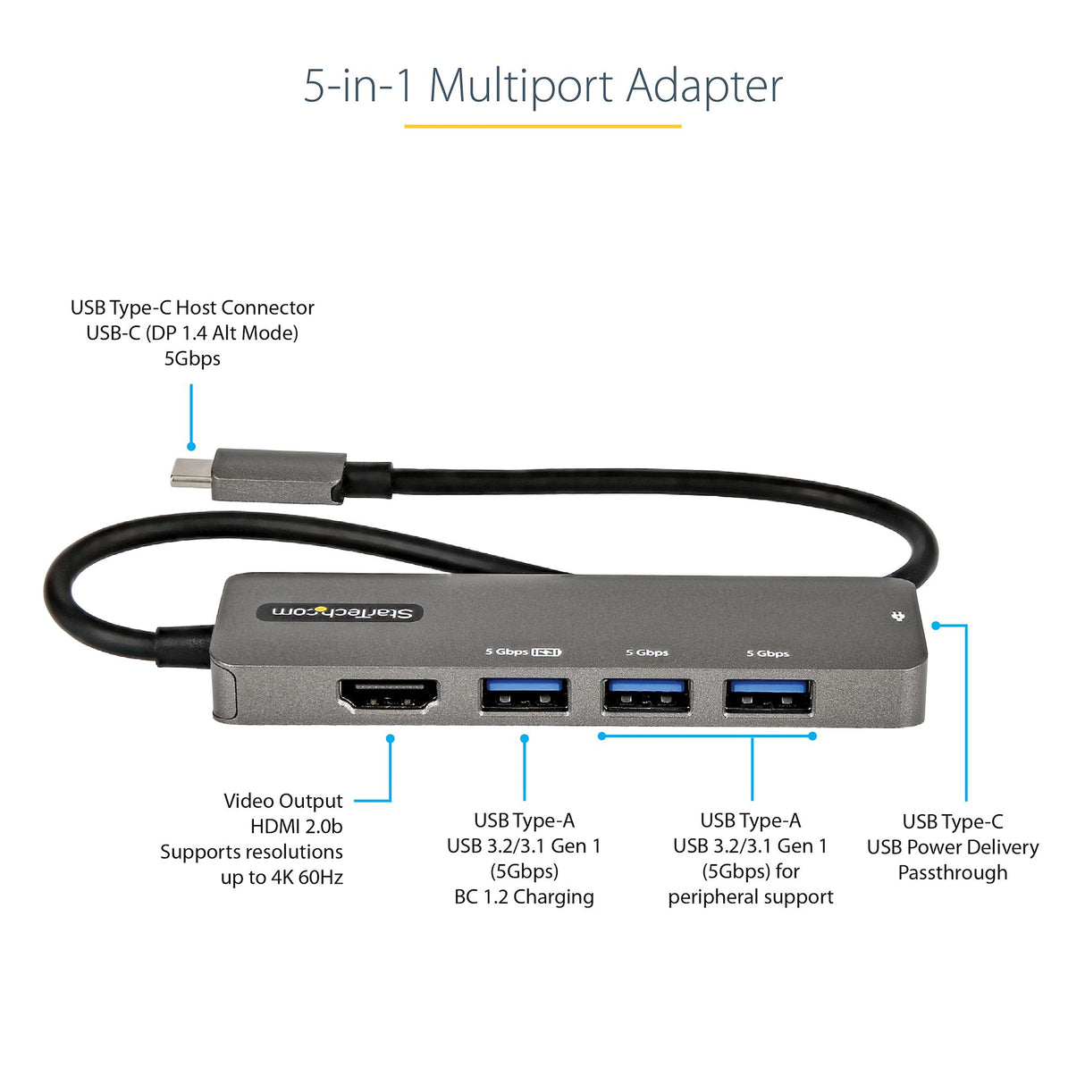 STARTECH USB C Multiport Adapter (12")