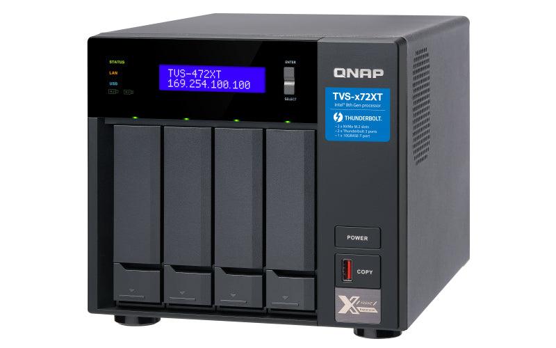 QNAP 4 x 3.5" | i3 | 4 GB SODIMM DDR4 | 5GB Flash | LCD | 250W | 100-240V | 5.4 kg (TVS-472XT-I3-4G)