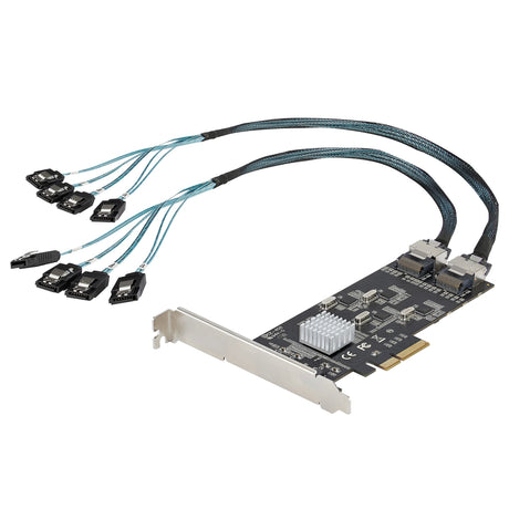 STARTECH 8 Port SATA PCIe Card - PCI Express 6Gbps SATA Expansion Adapter Card with 4 Host Controllers - SATA PCIe Controller Card - PCI-e x4 Gen 2 to SATA III - SATA HDD|SSD (8P6G-PCIE-SATA-CARD) (8P6G-PCIE-SATA-CARD) STARTECH