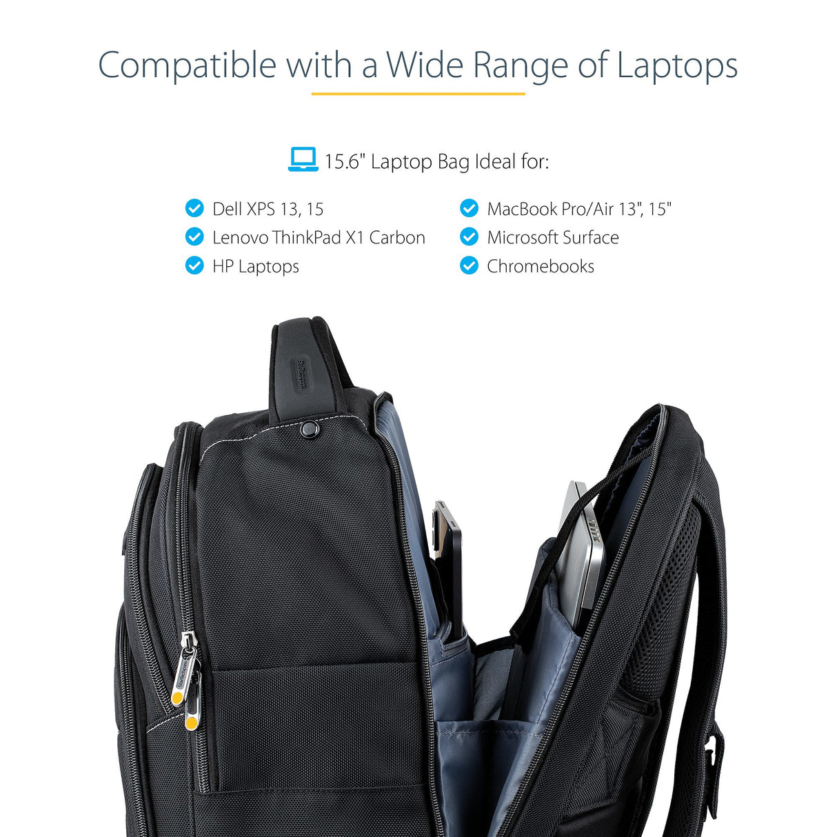 STARTECH 15.6" Laptop Backpack with Removable Accessory Case - Professional IT Tech Backpack for Work|Travel|Commute - Durable Ergonomic Computer Bag - Nylon - Notebook|Tablet Pockets (NTBKBAG156) (NTBKBAG156) STARTECH