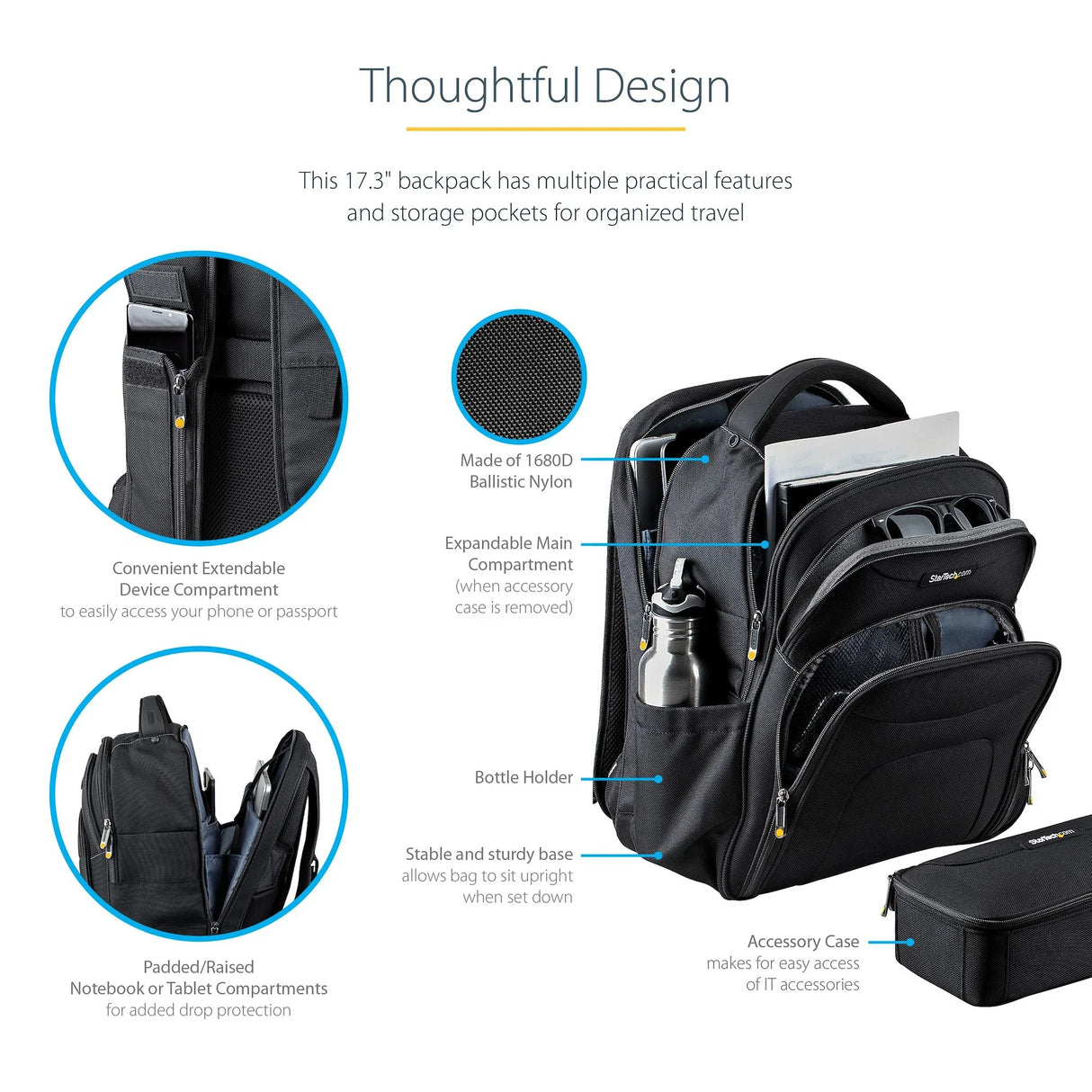 STARTECH NTBKBAG173 – Laptop Backpack / 17" / Removable Accessory Case – Laptop Backpack