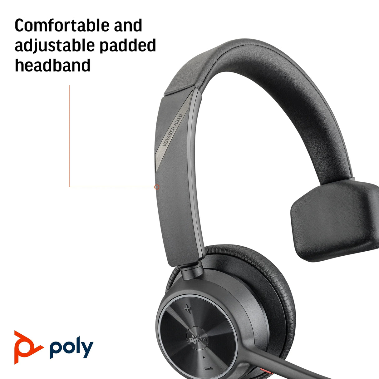 POLY Voyager 4310 UC Series – Bluetooth / Mono / Office Call Center UC – Ear-hook Headset