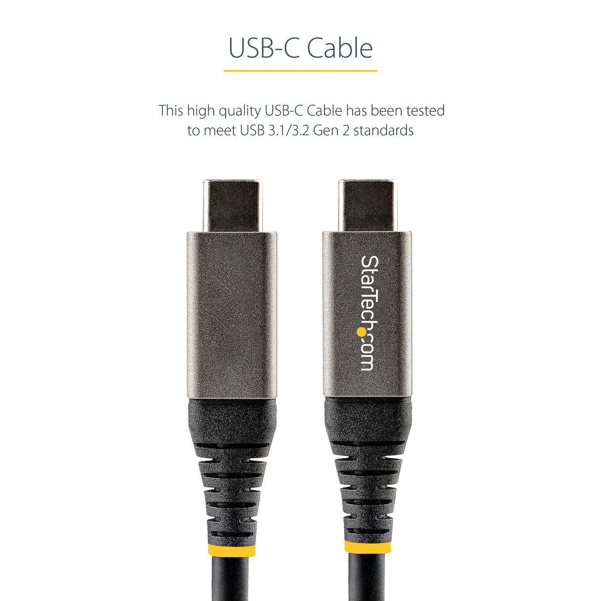 STARTECH 20" (50cm) USB C Cable 10Gbps - USB 3.2 Gen 2 Type-C Cable - 100W (5A) Power Delivery Charging | DP Alt Mode - USB-C Cord for USB-C Laptop|Phone|Device - Charge|Sync (USB31CCV50CM) (USB31CCV50CM)