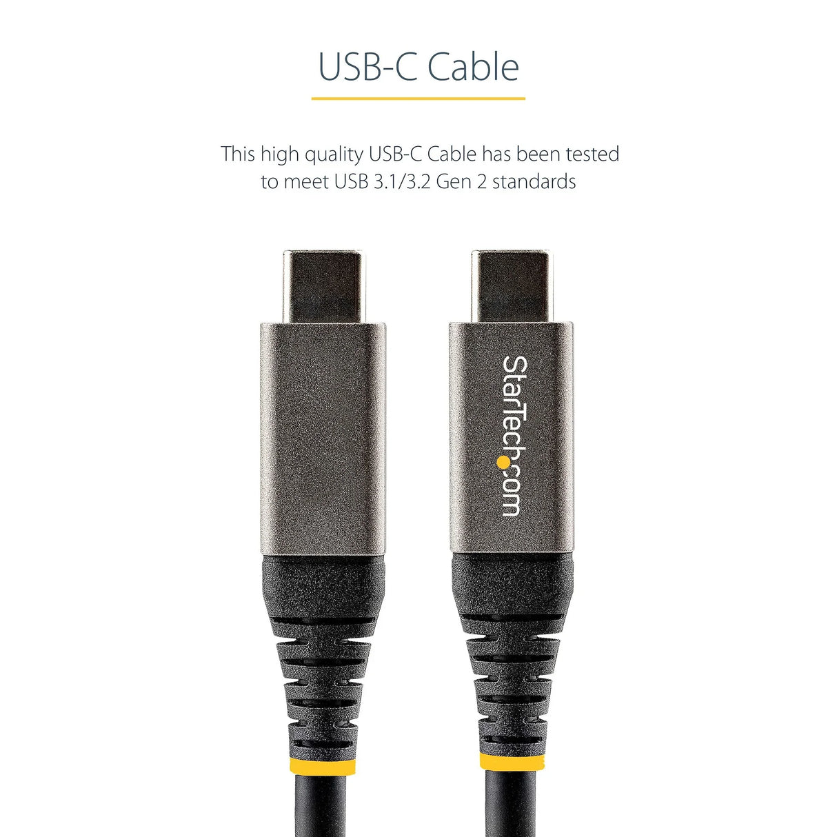 STARTECH 20" (50cm) USB C Cable 10Gbps - USB 3.2 Gen 2 Type-C Cable - 100W (5A) Power Delivery Charging | DP Alt Mode - USB-C Cord for USB-C Laptop|Phone|Device - Charge|Sync (USB31CCV50CM) (USB31CCV50CM)
