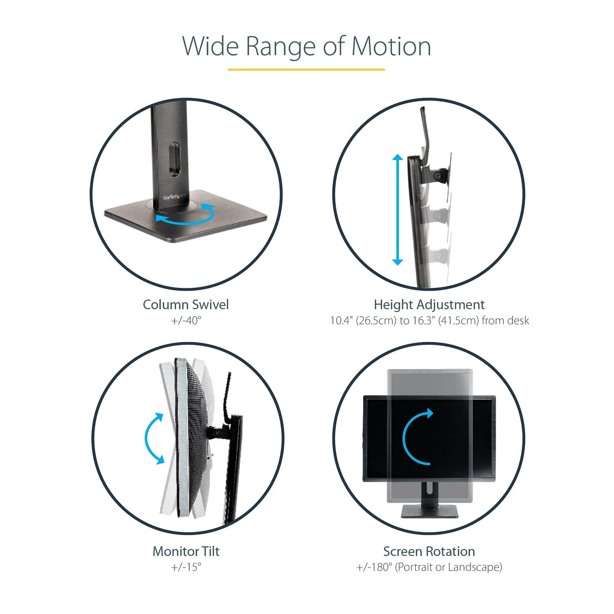 STARTECH Free Standing Single Monitor Mount - Height Adjustable Monitor Stand - For VESA Mount Displays up to 32" (15lb|7kg) - Ergonomic Monitor Stand for Desk - Tilt|Swivel|Rotate (FPPNEUSTND) (FPPNEUSTND)