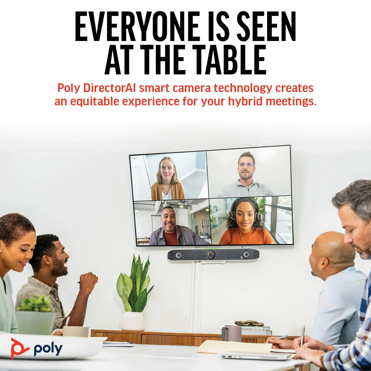 POLY Studio X52 – 4K Ultra HD / 120° Wide-Angle / 8-Mic Array – UC Room System
