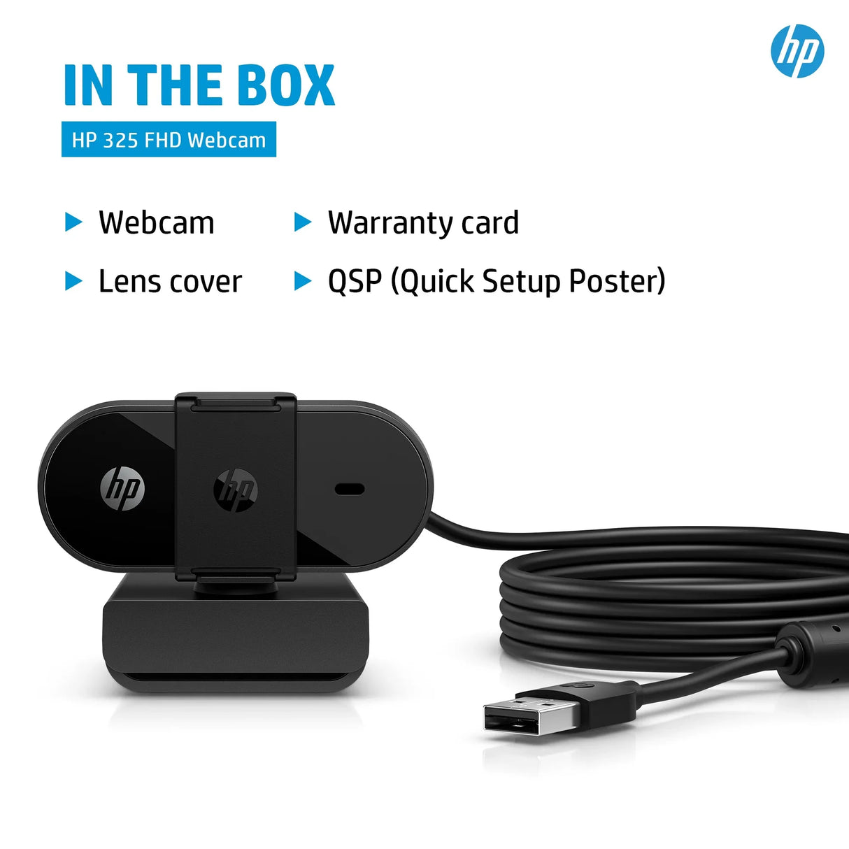 HP 325 – 1080p / 30fps / USB-A – Conference Webcam with Autofocus & Light Correction