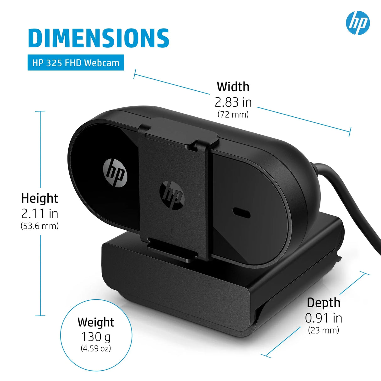 HP 325 – 1080p / 30fps / USB-A – Conference Webcam with Autofocus & Light Correction