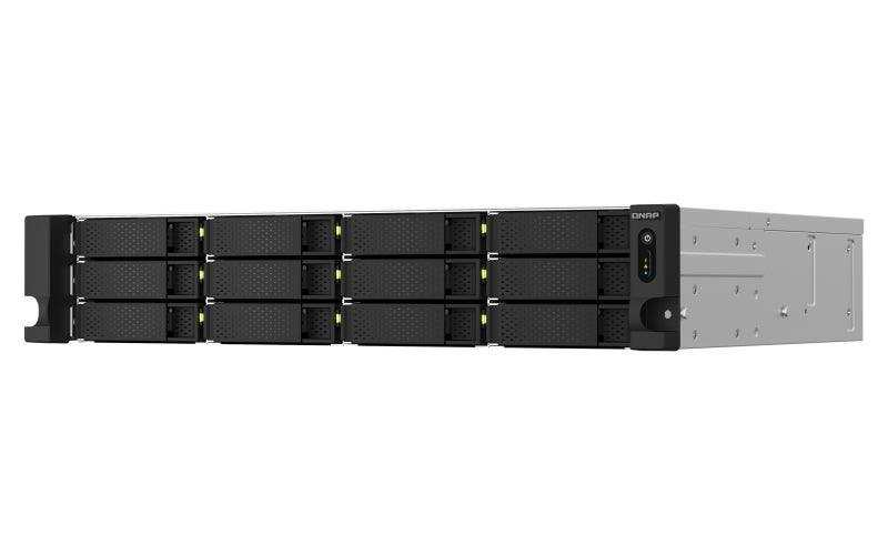 QNAP 12 x 3.5" | Intel Celeron N5105|N5095 | 4 GB SO-DIMM DDR4 | 4 GB Flash | 2 x 300 W | 100-240 V | 9.43 kg (TS-1264U-RP-8G)