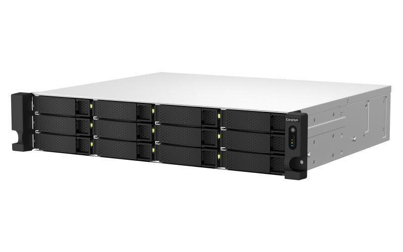 QNAP 12 x 3.5" | Intel Celeron N5105|N5095 | 4 GB SO-DIMM DDR4 | 4 GB Flash | 2 x 300 W | 100-240 V | 9.43 kg (TS-1264U-RP-8G)