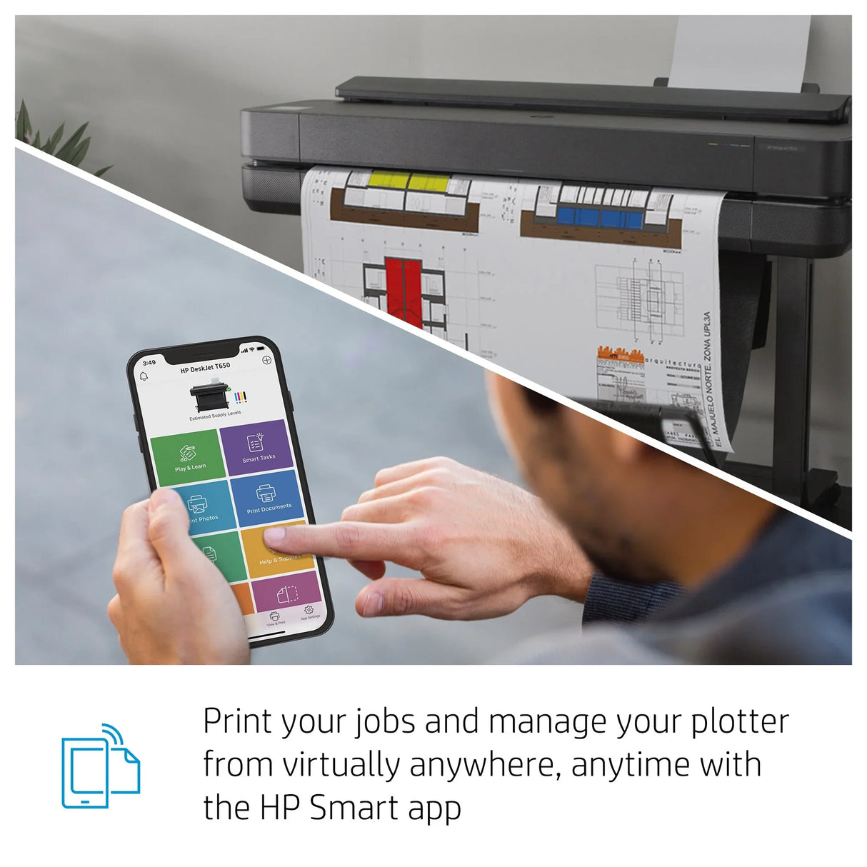 HP DESIGNJET T650 36-IN – Large Format Printer – Fast A1 Printing, Budget-Friendly