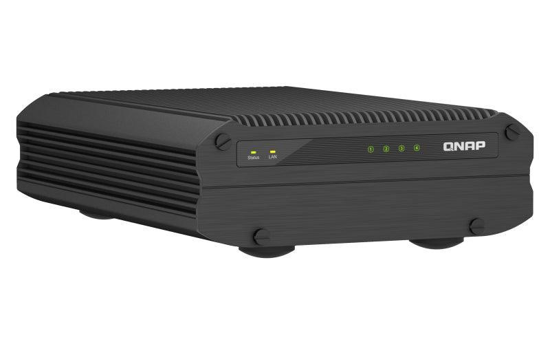 QNAP 4 x 2.5" | Intel Atom x6425E | Intel UHD Graphics | 8 GB RAM | 4 GB Flash | 90W 100-240V | 65x180x254 mm | 2.54 kg (TS-I410X-8G)
