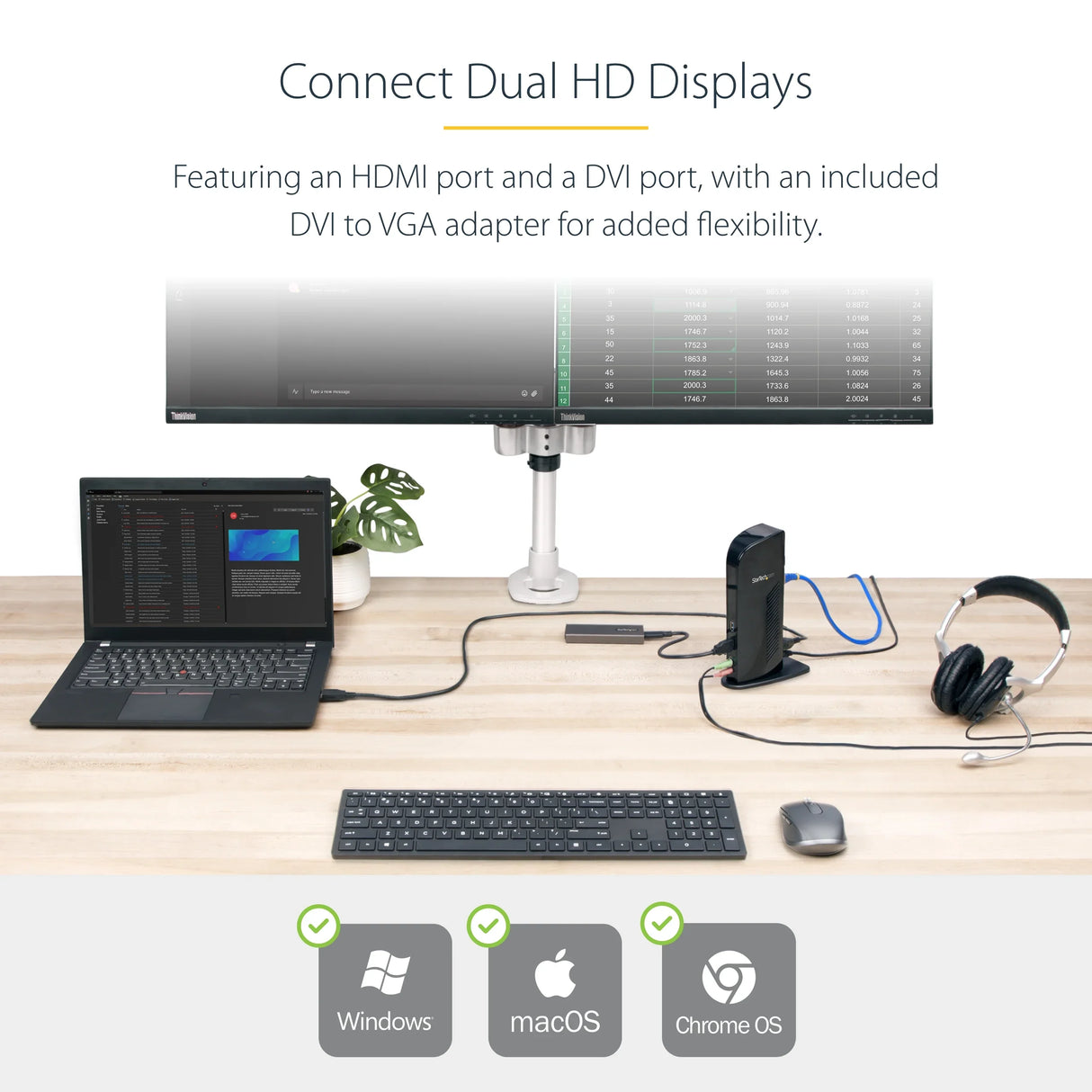 STARTECH Dual Monitor USB 3.0 Docking Station with HDMI