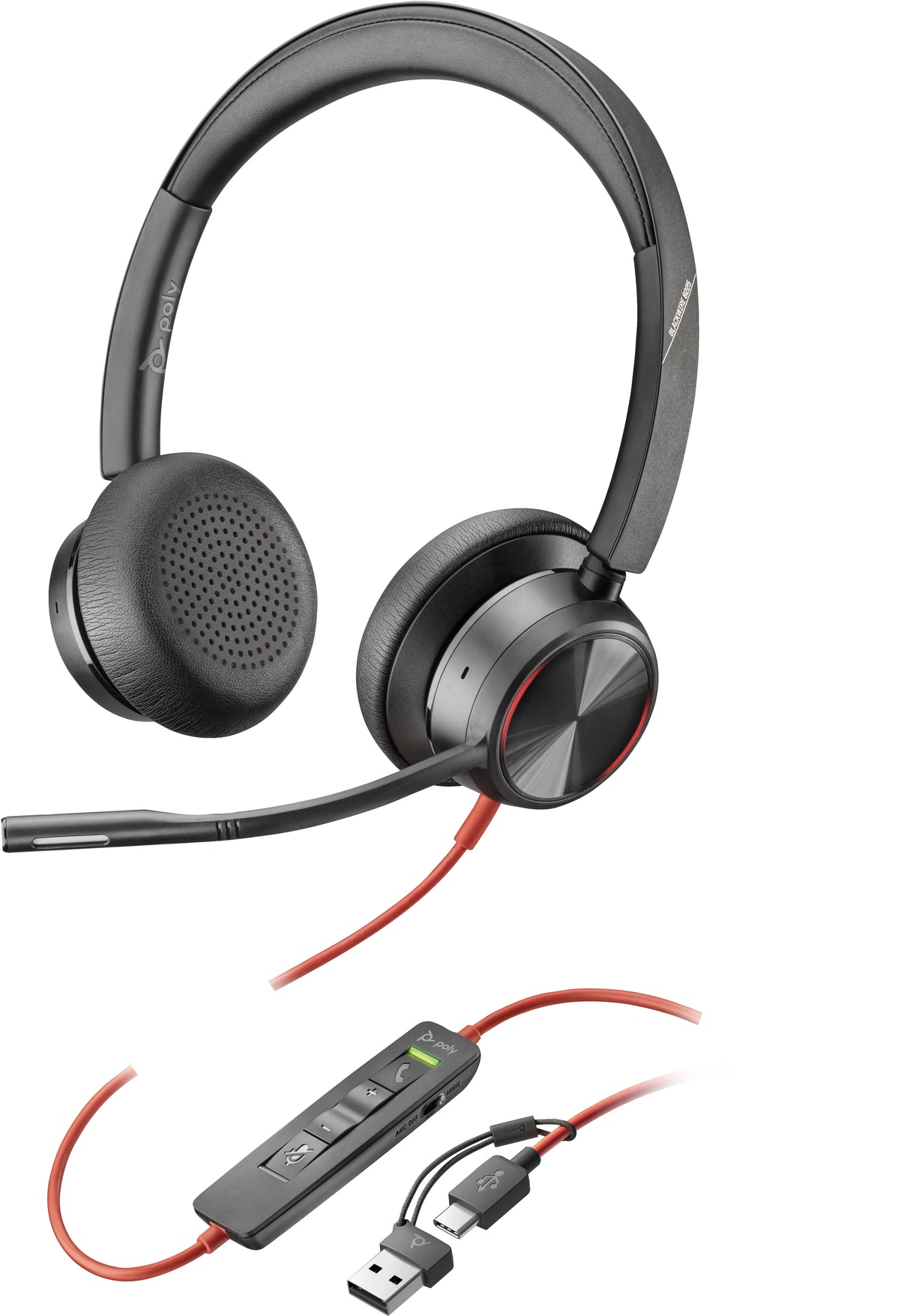 POLY Blackwire 8225 – Wired (USB-A) / Stereo / Office – On-Ear Headset with ANC