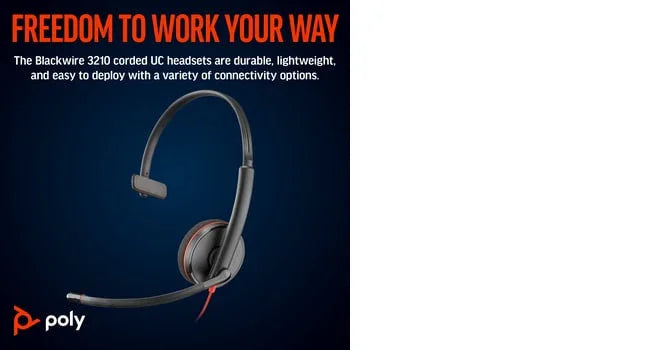 POLY Blackwire 3210 – Wired (3.5mm) / Mono / Office – On-Ear Headset
