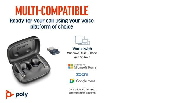 POLY Voyager Free 60 UC M Carbon BT700 USB-A Basic Charge Case Headset