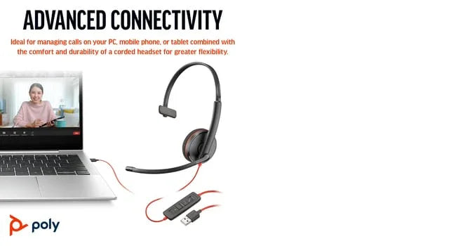 POLY Blackwire 3210 – Wired (3.5mm) / Mono / Office – On-Ear Headset