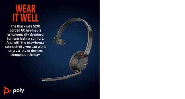POLY Blackwire 5210 – Wired (USB-A) / Mono / Office – On-Ear Headset