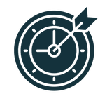 Icon of a target with an arrow in the center on a white background