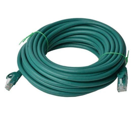 8WARE CAT6A Cable 15m - Green Color RJ45 Ethernet Network LAN UTP Patch Cord Snagless 8WARE