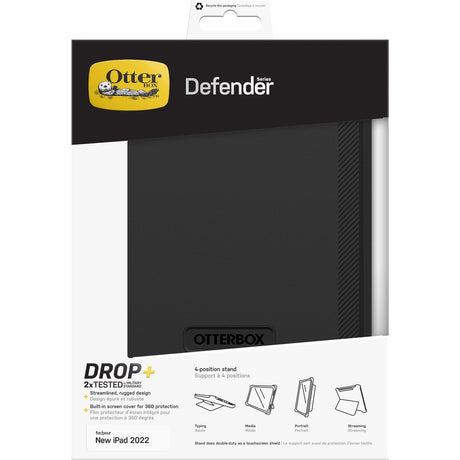 OtterBox Defender Case for iPad 10th gen, Shockproof, Ultra-Rugged Protective Case with built in Screen Protector, 2x Tested to Military Standard, Black OTTERBOX