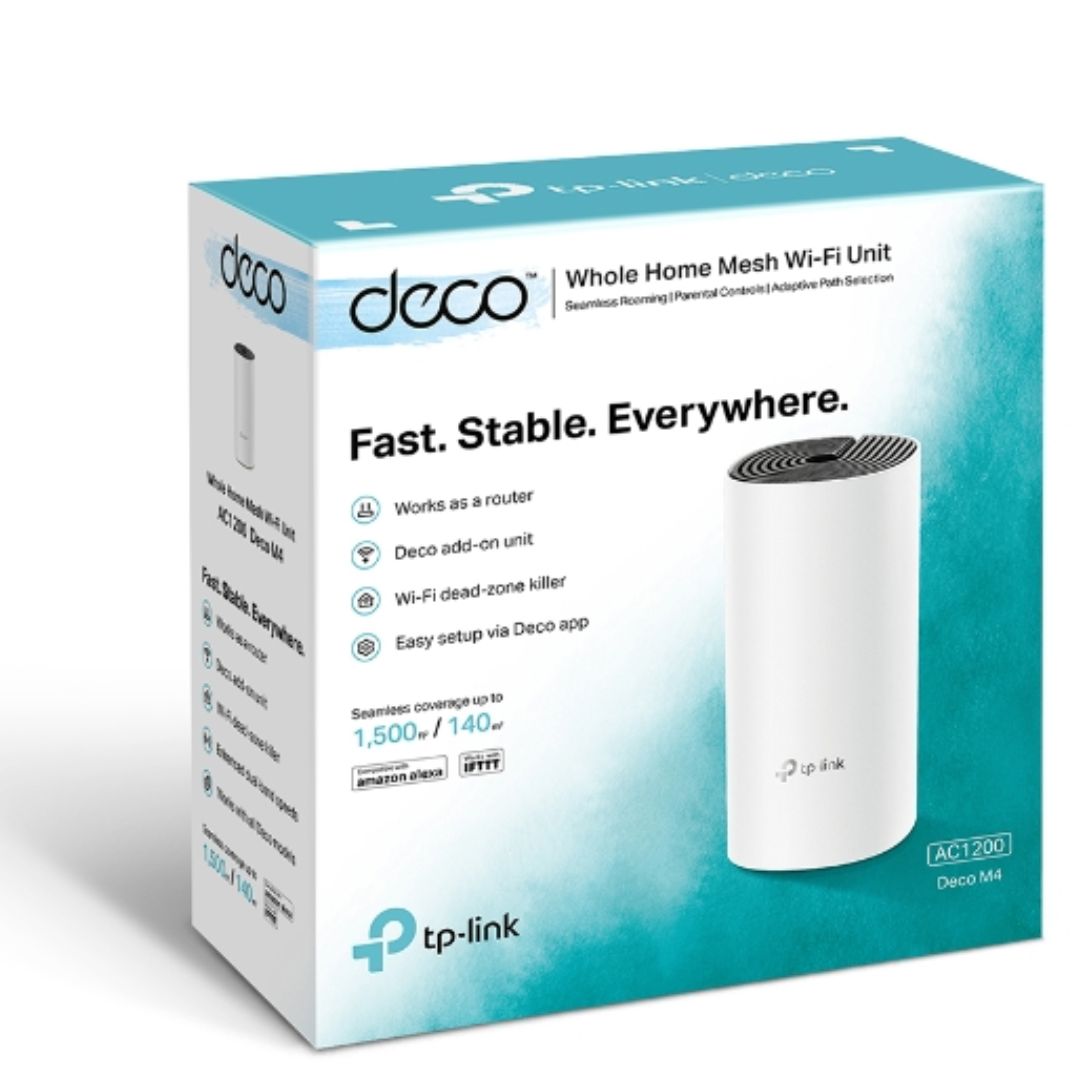 TP-Link Deco M4 (1-pack) AC1200 Whole Home Mesh Wi-Fi System. Additional Unit For Existing Deco M4 Mesh