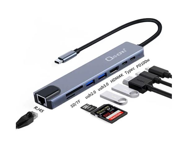 OXHORN SuperSpeed 8-in-1 USB C to HDTV Adapter Hub