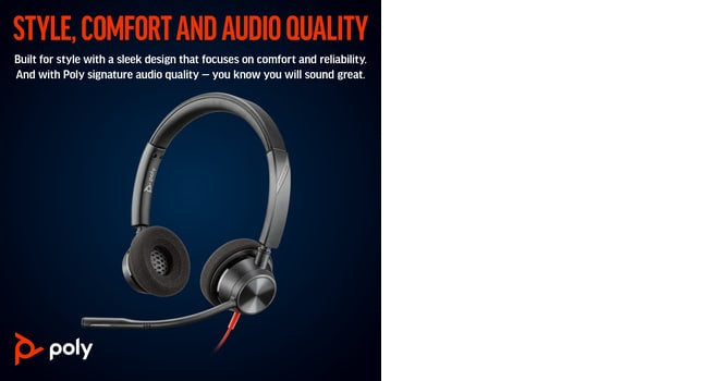 POLY Blackwire 3320 Wired On-ear Stereo MS Teams Certified Headset