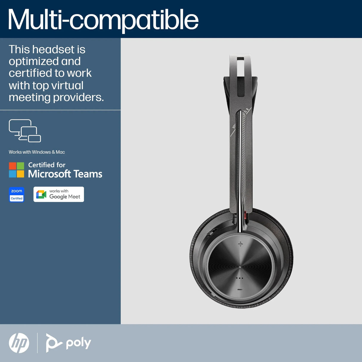 POLY Voyager Focus 2 – Wired USB-C / Stereo / Office – Over-Ear Headset