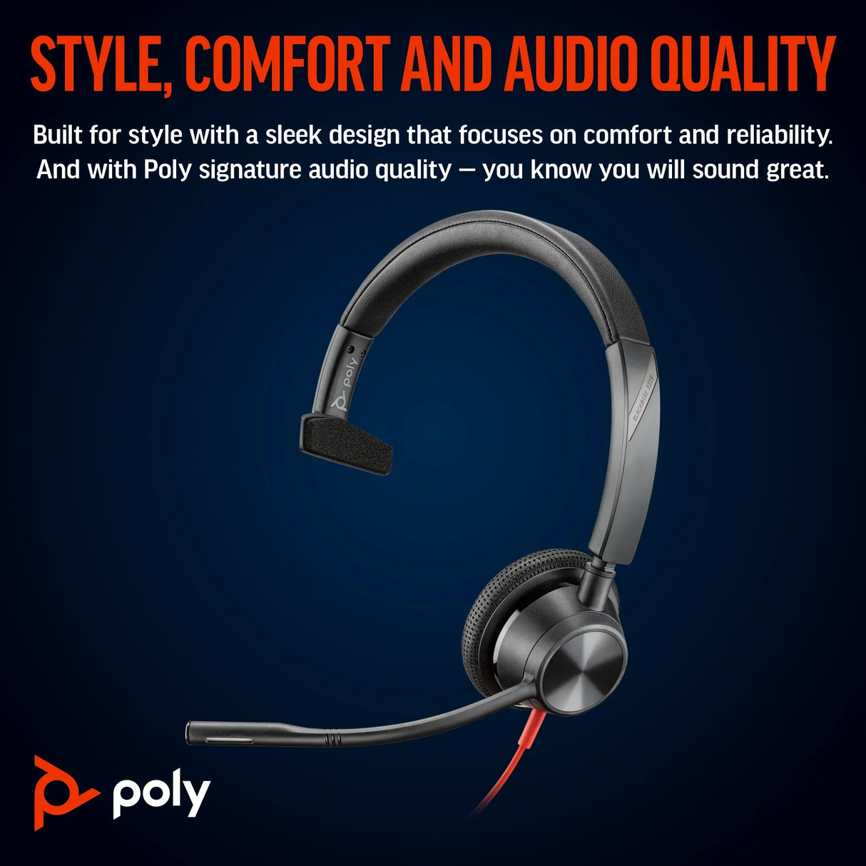 POLY 3315 – Wired (USB-C) / Mono / Office – On-Ear Headset
