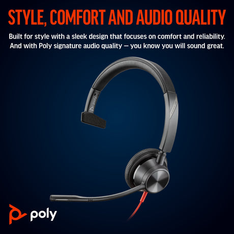 POLY Blackwire 3315 Wired On-ear Mono Headset
