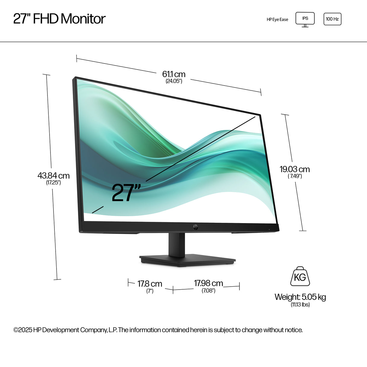 HP 27" Monitor – 27" / Full HD / IPS / 100Hz – Business Monitor