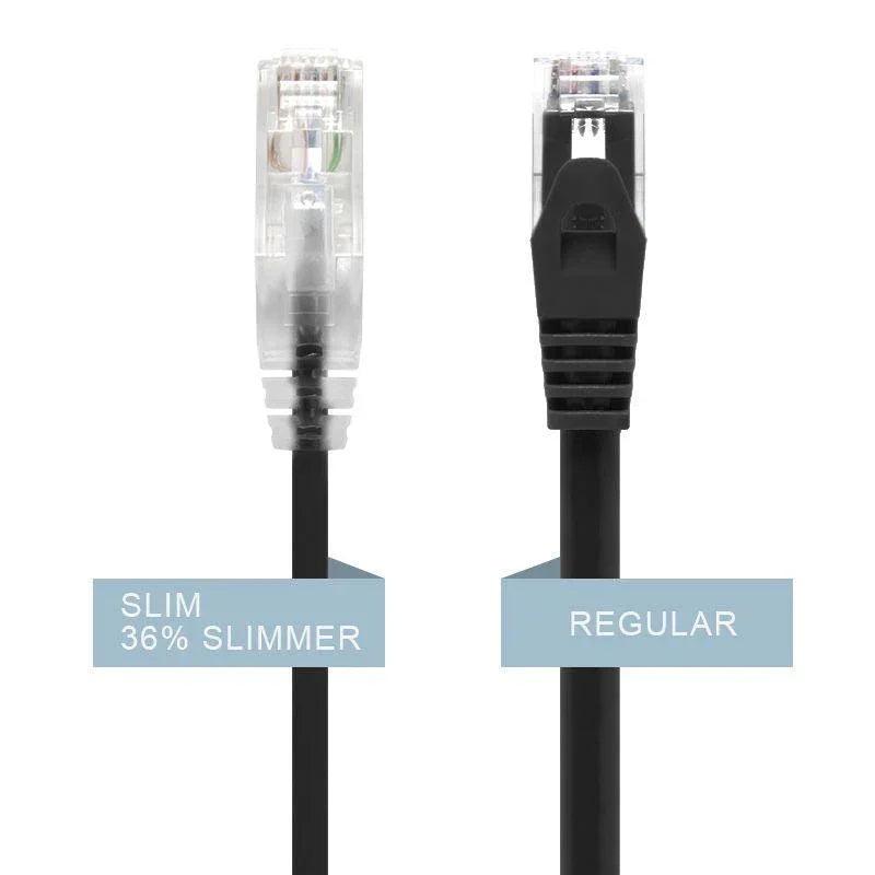 ALOGIC 0.3m Black Series Alpha Ultra Slim Cat6 Network Cable | UTP | 28AWG (C6S-0.30BLK)