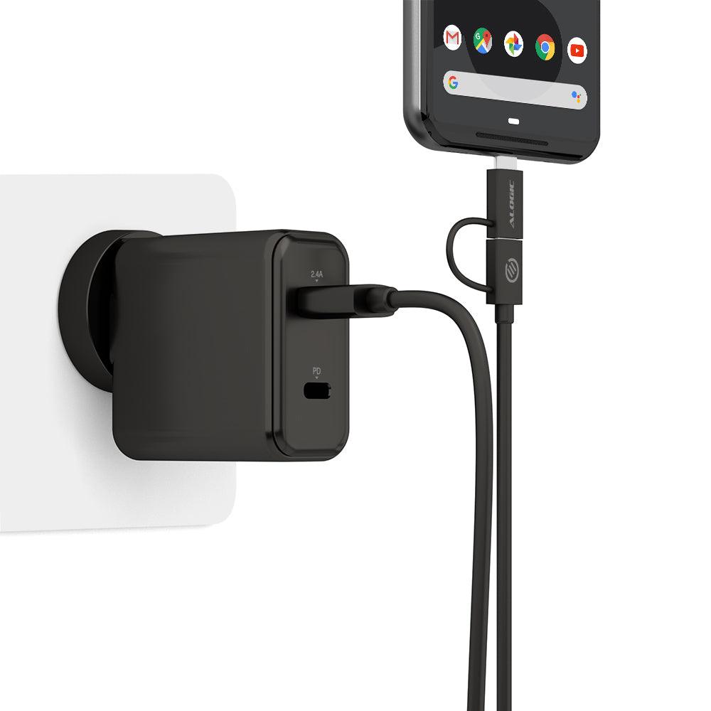 ALOGIC ALOGIC 1m USB 2.0 USB-A to USB-C & Micro USB-B Combo Cable for Charge & Sync - Male to Male (U2CMC-01BLK)