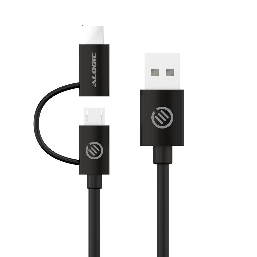 ALOGIC ALOGIC 1m USB 2.0 USB-A to USB-C & Micro USB-B Combo Cable for Charge & Sync - Male to Male (U2CMC-01BLK)