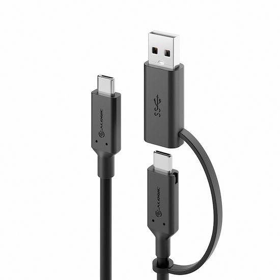 ALOGIC Elements Series USB-C to USB-C Cable with USB-A Adapter - 1.2m - Male-Male - 5A|10Gbps (ELCCA3212-BK)