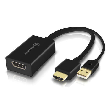 ALOGIC HDMI Male to DisplayPort Female Adapter with USB Cable for Power - BLACK (HDDPU-ACTV)