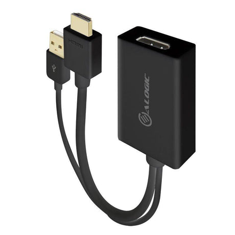 ALOGIC HDMI Male to DisplayPort Female Adapter with USB Cable for Power - BLACK (HDDPU-ACTV)