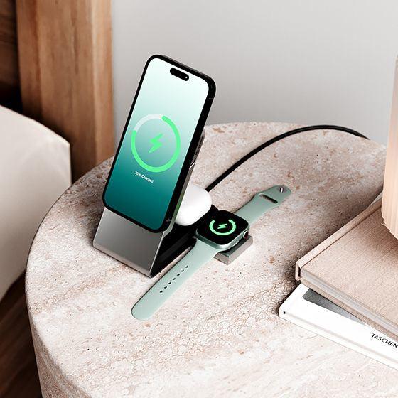 ALOGIC Matrix 3-in-1 Magnetic Charging Dock with Apple Watch Charger - Black (MSCDDAWC)