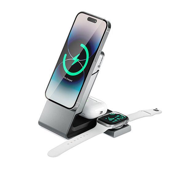 ALOGIC Matrix 3-in-1 Magnetic Charging Dock with Apple Watch Charger - White (MSCDDAWCWH)