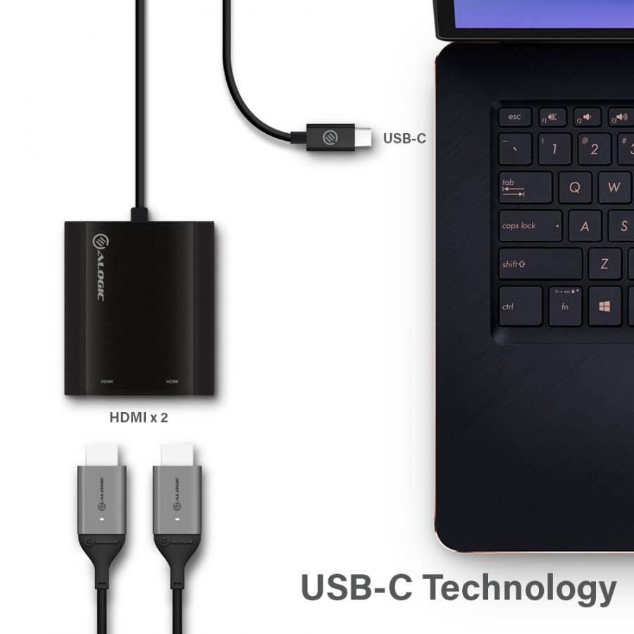 ALOGIC USB-C to Dual HDMI 2.0 Adapter - 4K - 30 Hz (UC2HD-ADP)