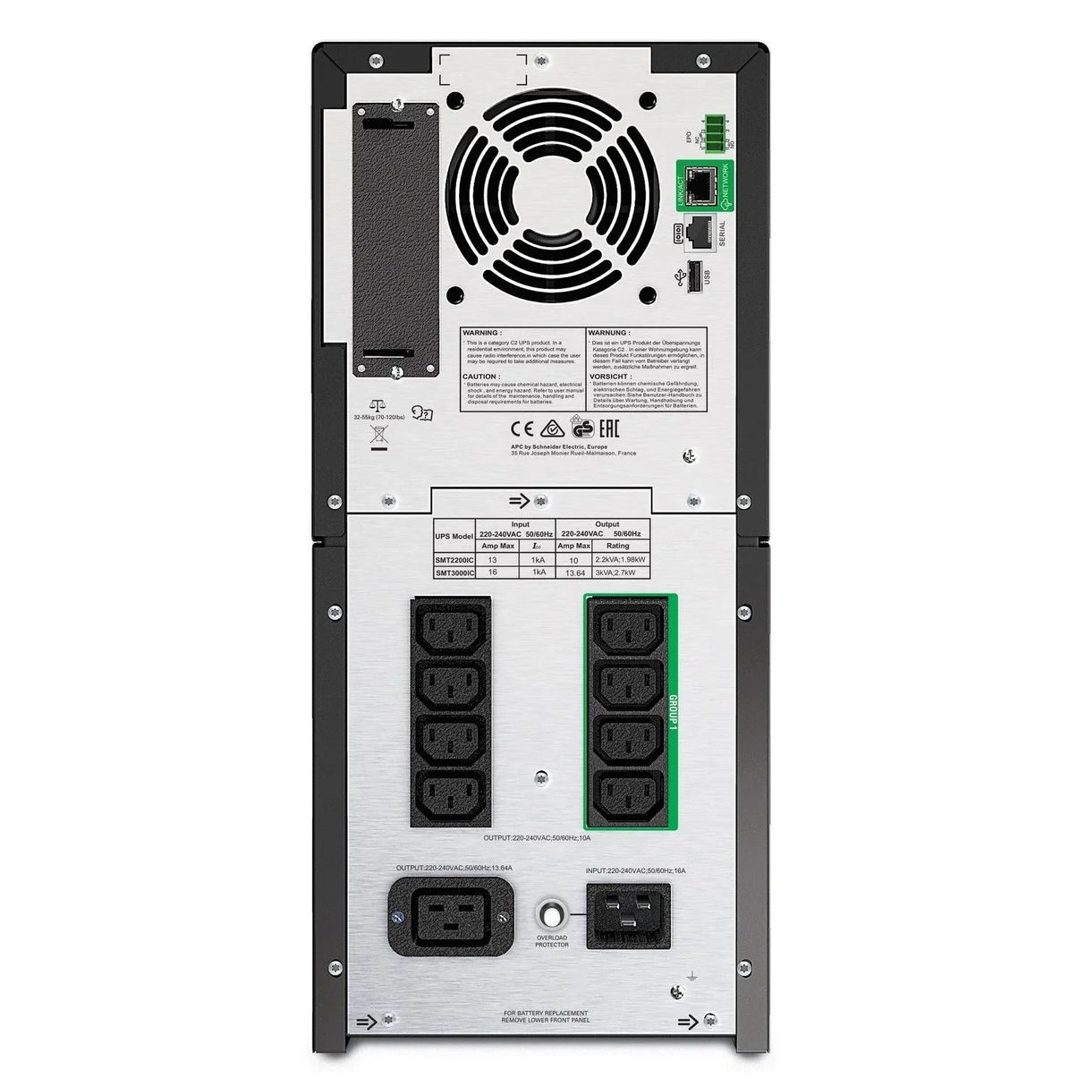 APC 2.7 kW | 3 kVA | 230V | 1x IEC 320 C19 | 1x IEC Jumpers | 8x IEC 320 C13 | SmartSlot | USB | 365 Joules (SMT3000IC)