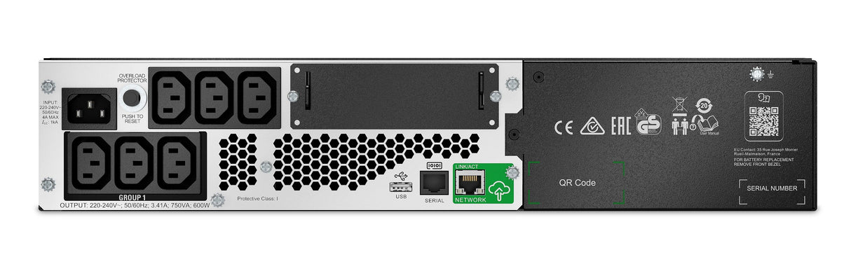 APC APC Smart-UPS Lithium Ion Short Depth 750VA 230V with SmartConnect uninterruptible power supply (UPS) Line-Interactive 0.75 kVA 600 W 6 AC outlet(s) (SMTL750RMI2UC)