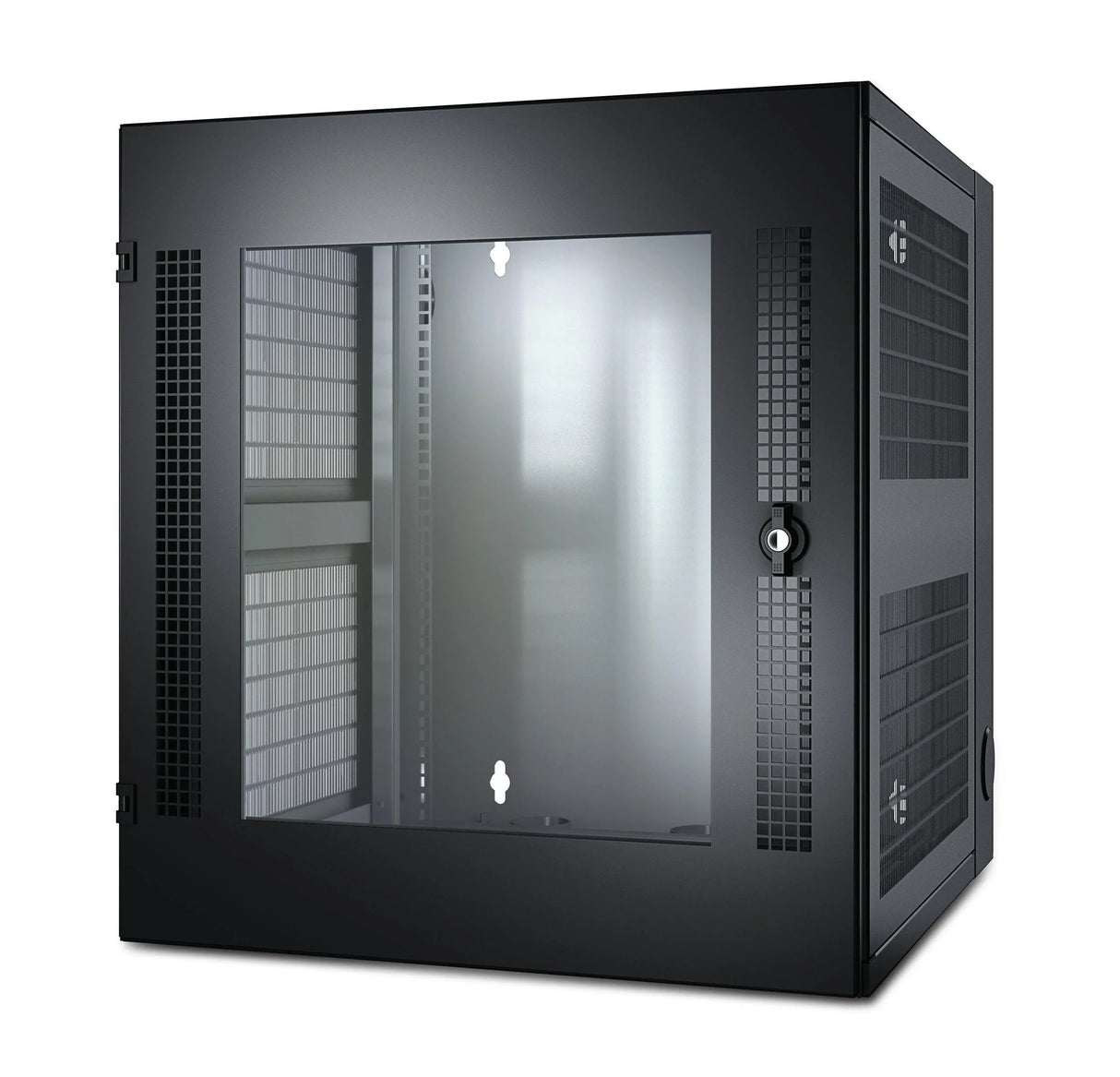 APC NetShelter WX 13U w|Threaded Hole Vertical Mounting Rail Glass Front Door Black (AR100)